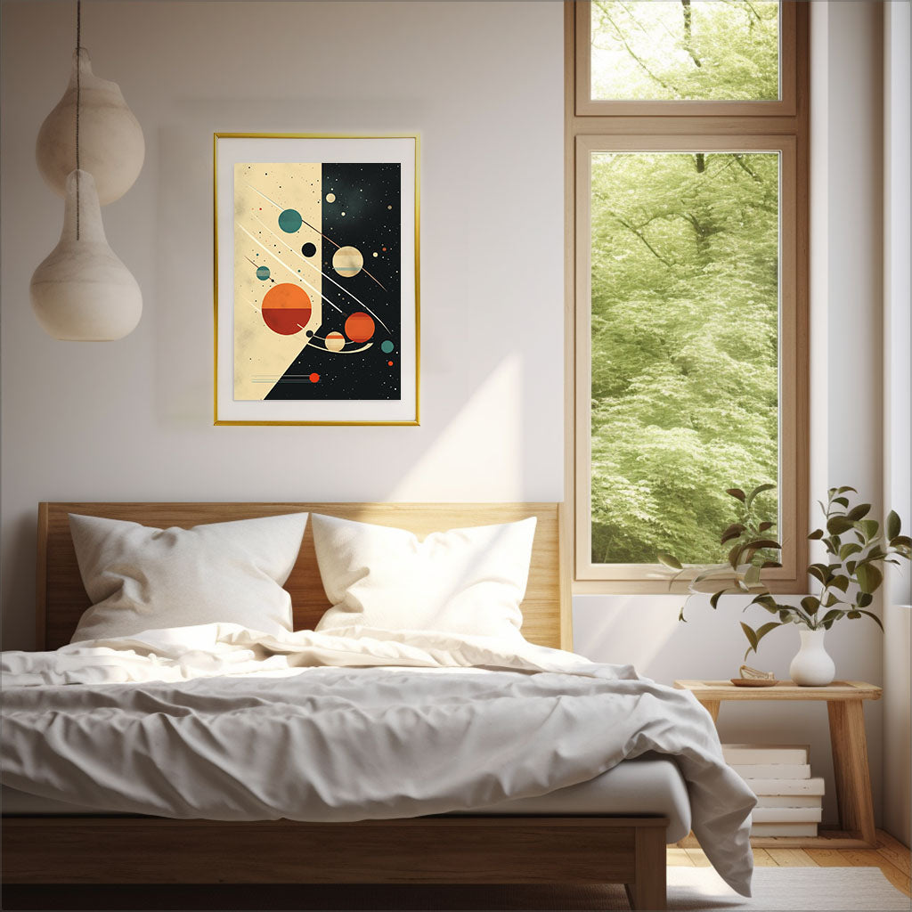 宇宙のアートポスター寝室配置イメージ
