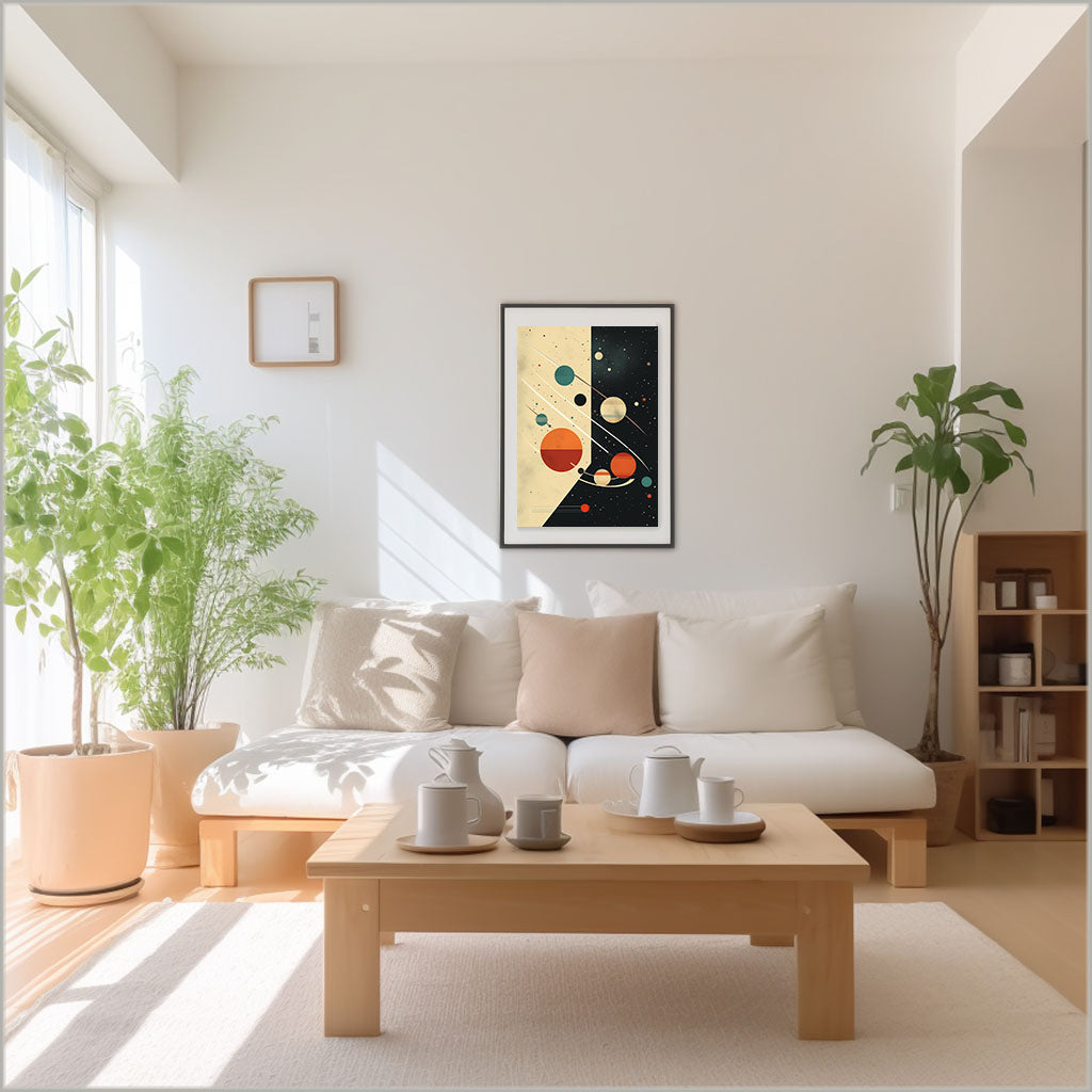 宇宙のアートポスターリビング配置イメージ