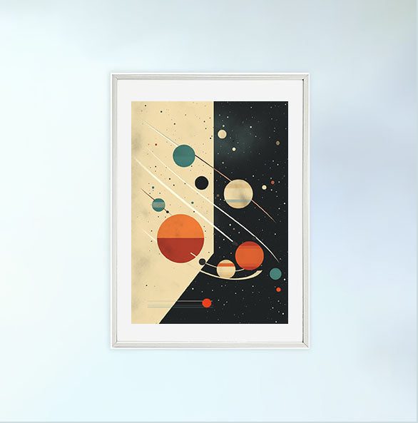 宇宙のアートポスター白フレームあり