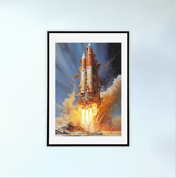 宇宙のアートポスター黒フレームあり