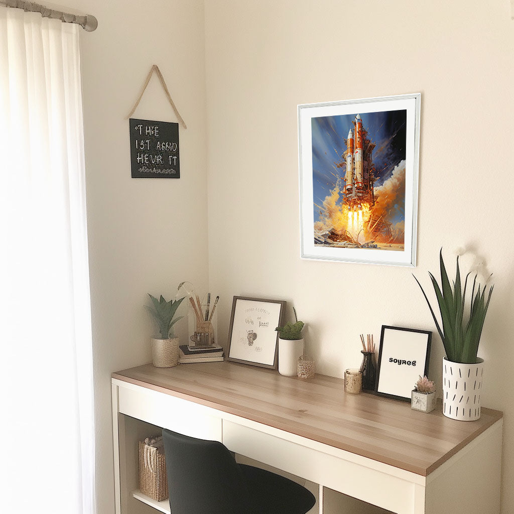 宇宙のアートポスター机配置イメージ