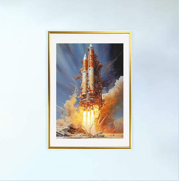 宇宙のアートポスター金フレームあり