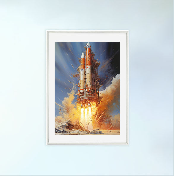 宇宙のアートポスター白フレームあり