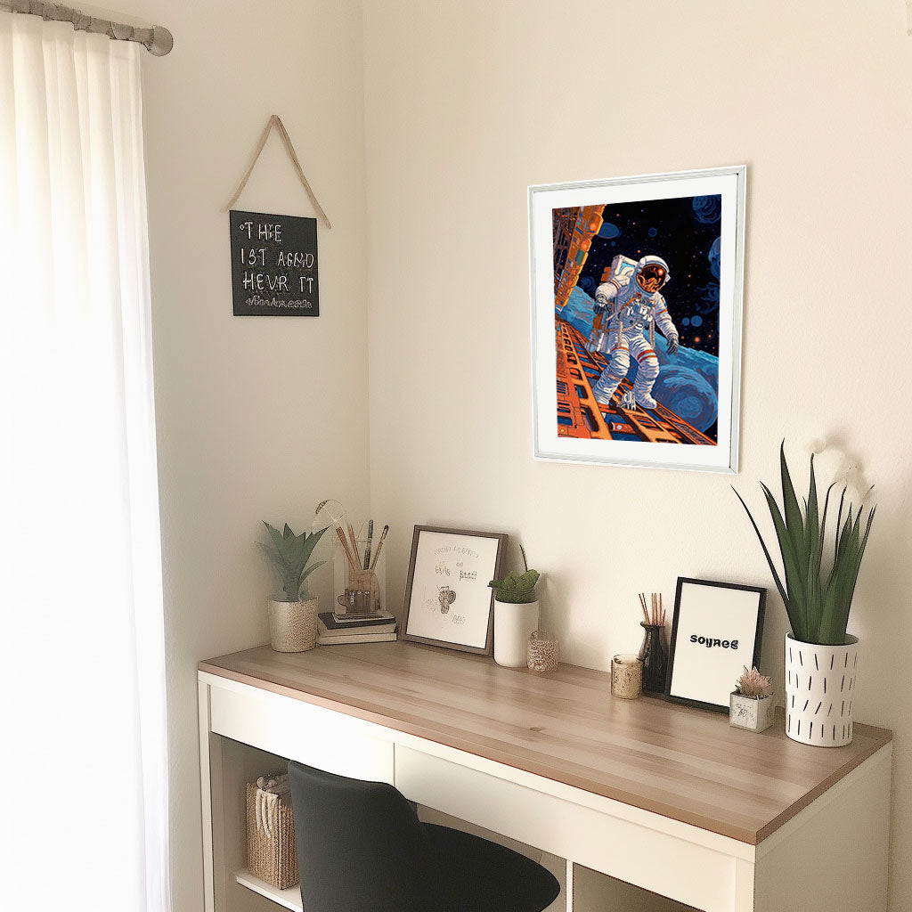 宇宙のアートポスター机配置イメージ