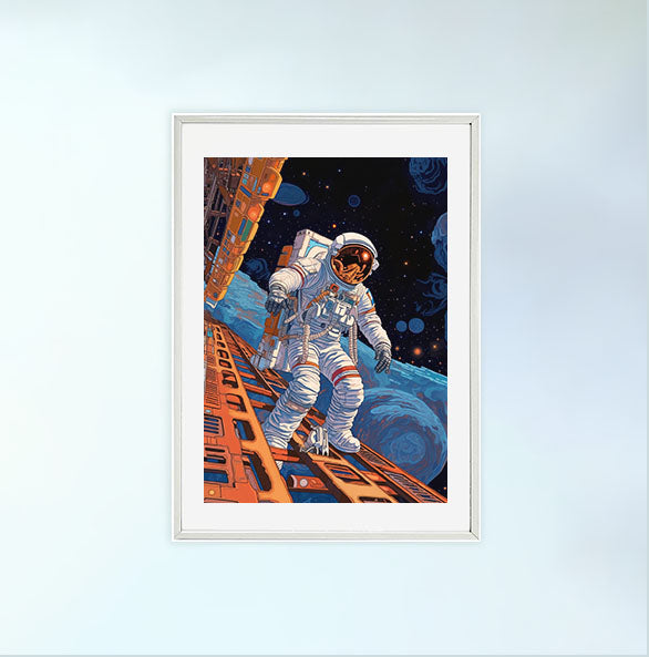 宇宙のアートポスター白フレームあり
