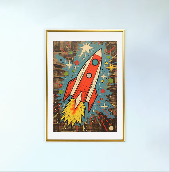 宇宙のアートポスター金フレームあり