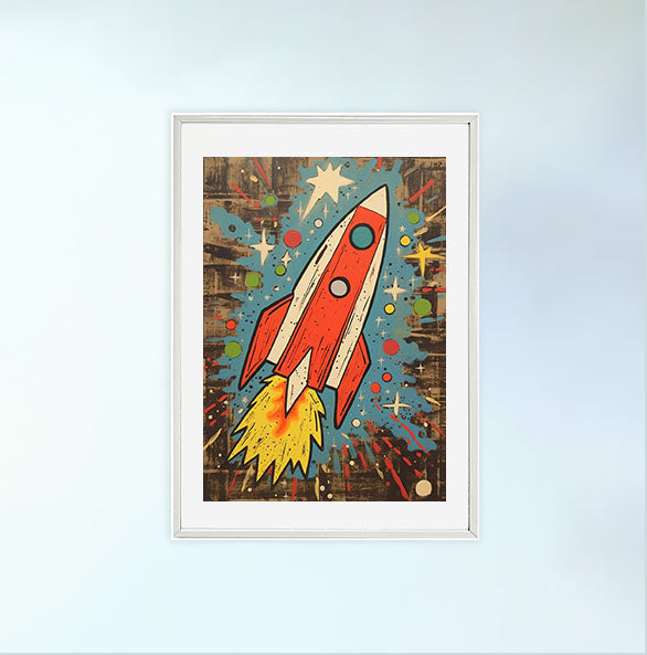 宇宙のアートポスター白フレームあり
