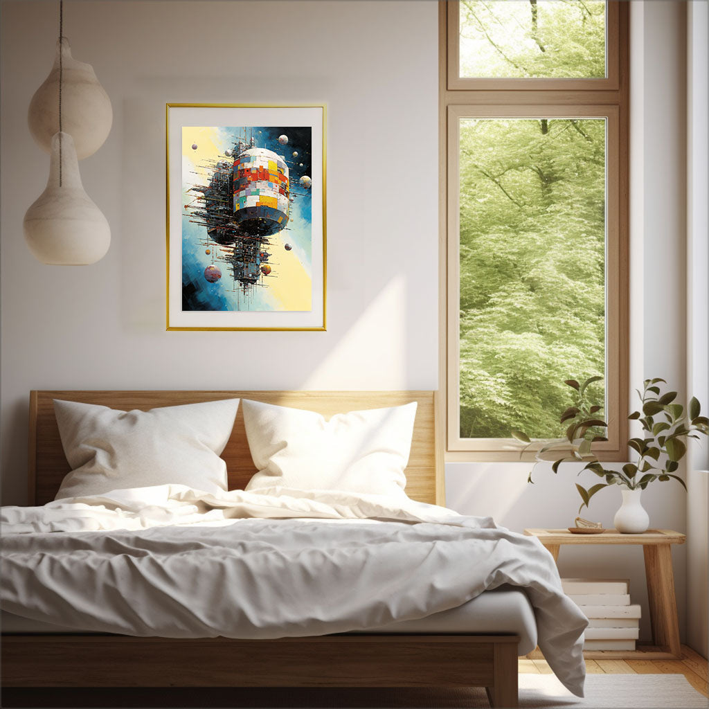 宇宙のアートポスター寝室配置イメージ