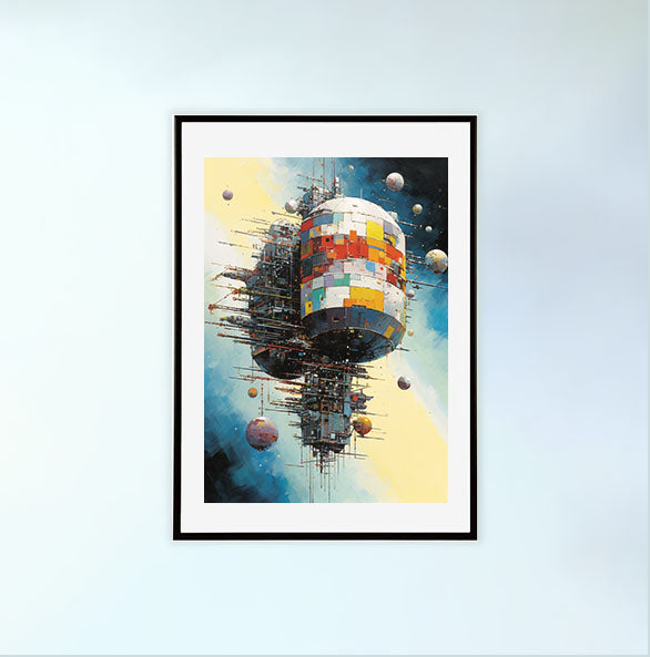 宇宙のアートポスター黒フレームあり