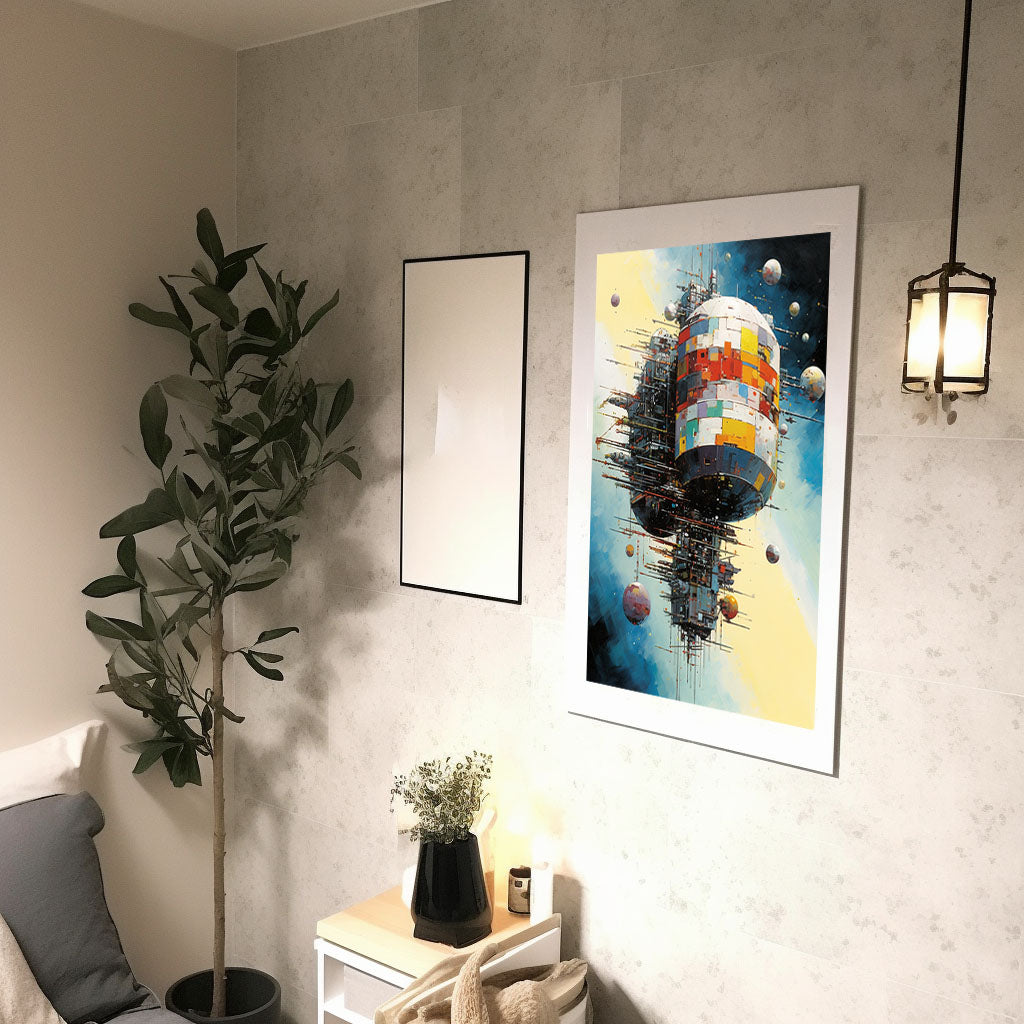 宇宙のアートポスター廊下配置イメージ