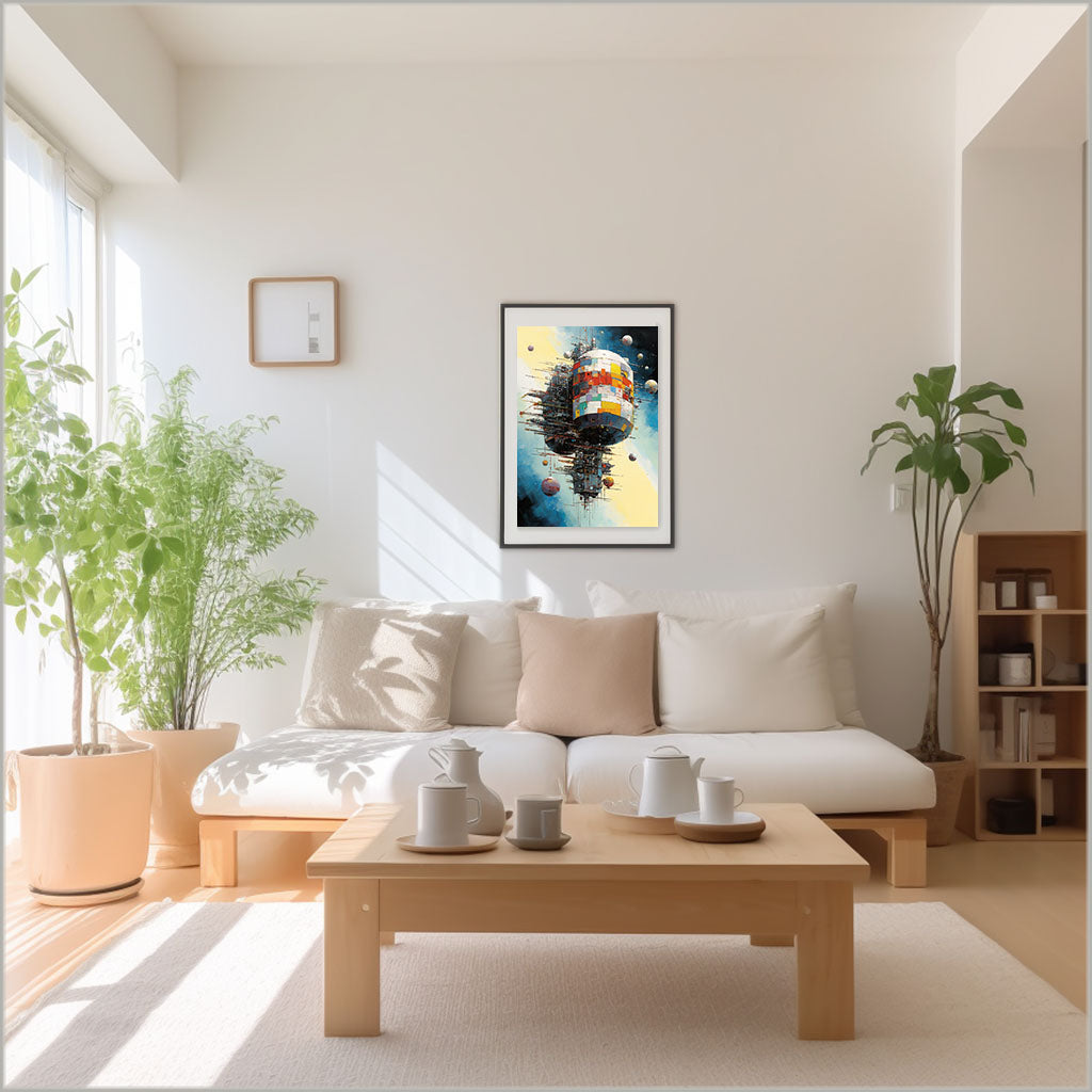 宇宙のアートポスターリビング配置イメージ