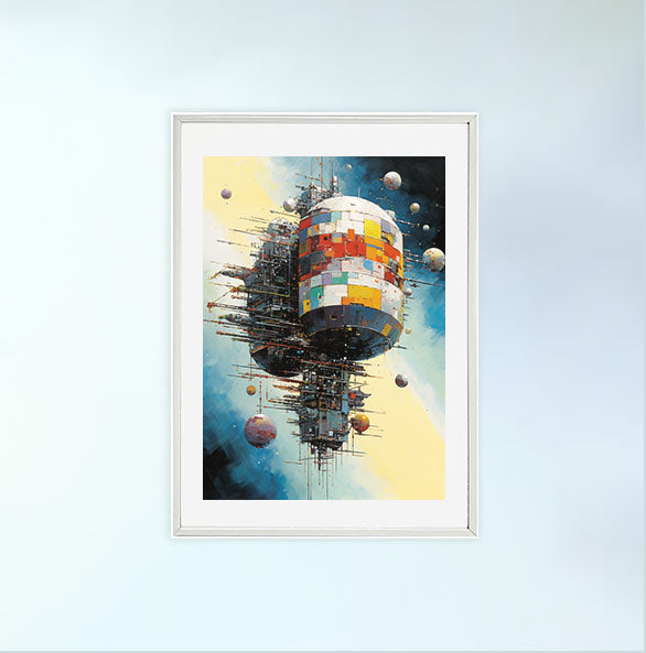 宇宙のアートポスター白フレームあり