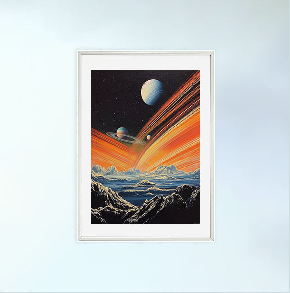 宇宙のアートポスター白フレームあり