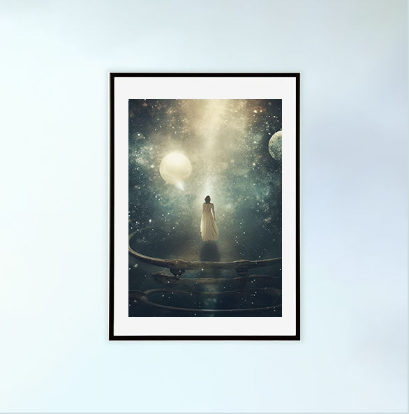 宇宙のアートポスター黒フレームあり
