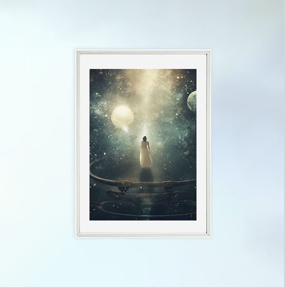 宇宙のアートポスター白フレームあり