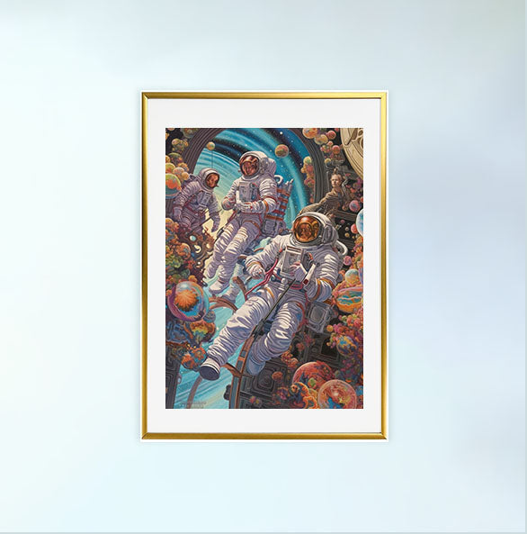 宇宙のアートポスター金フレームあり