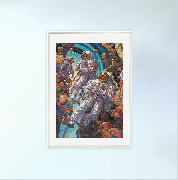宇宙のアートポスター白フレームあり