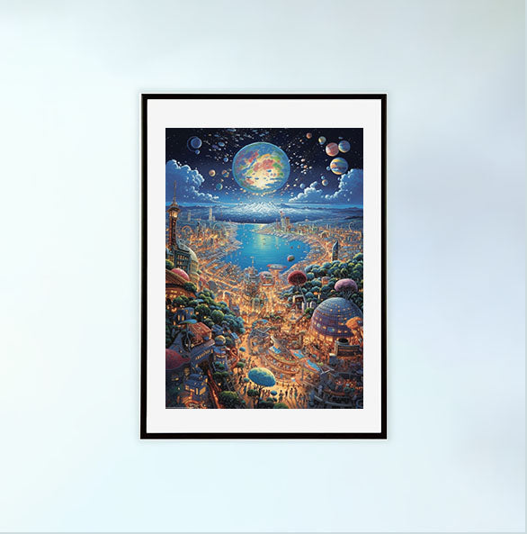 宇宙のアートポスター黒フレームあり