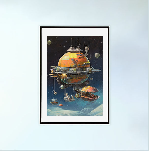 宇宙のアートポスター黒フレームあり