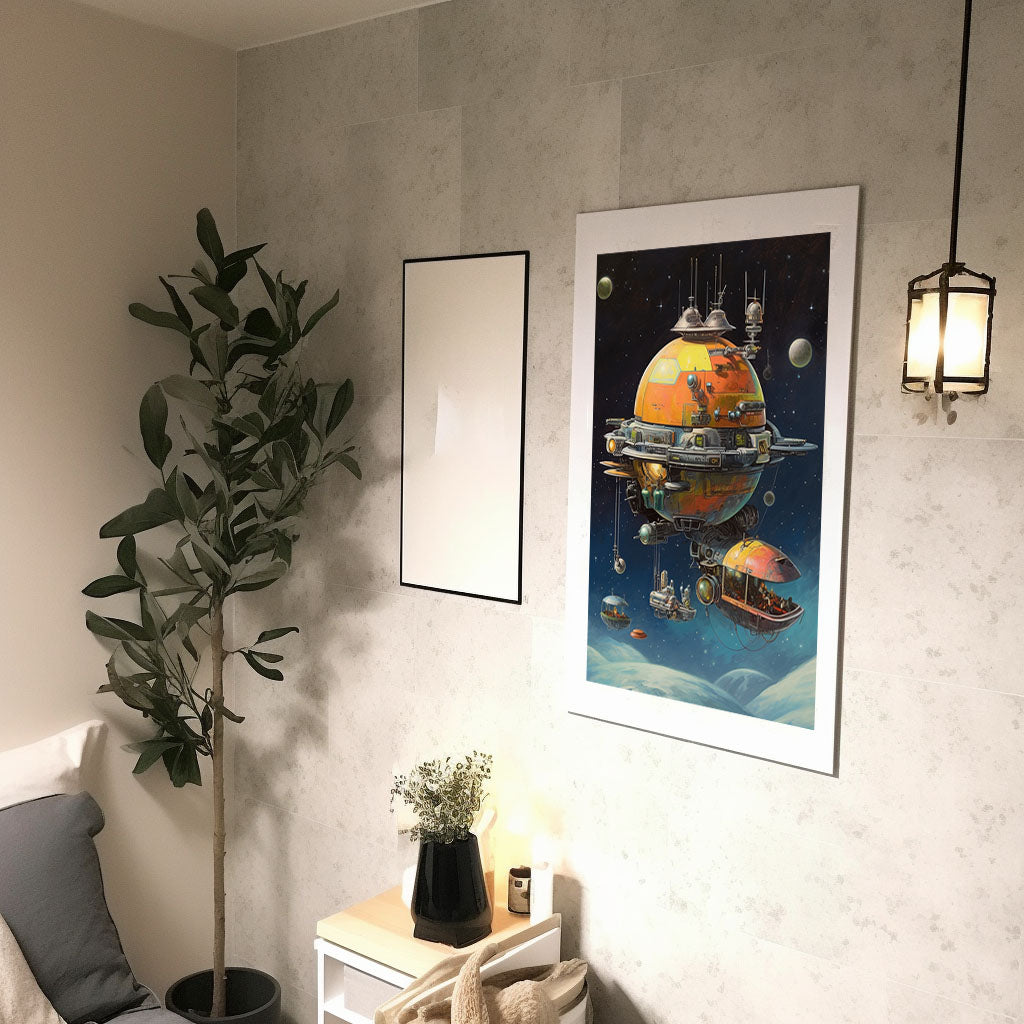 宇宙のアートポスター廊下配置イメージ