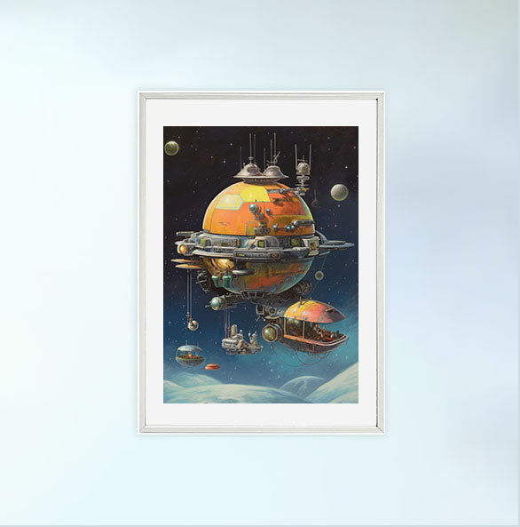 宇宙のアートポスター白フレームあり