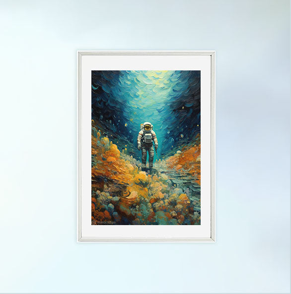 宇宙のアートポスター白フレームあり