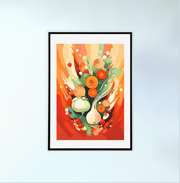 野菜のアートポスター黒フレームあり