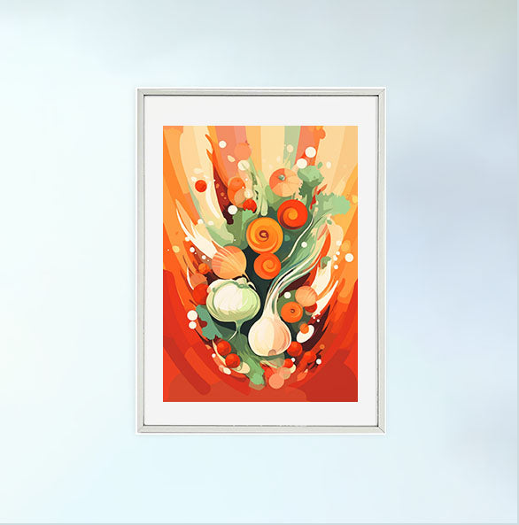 野菜のアートポスター銀フレームあり