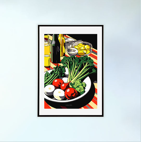 野菜のアートポスター黒フレームあり