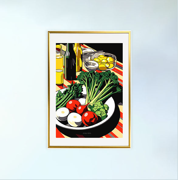 野菜のアートポスター金フレームあり