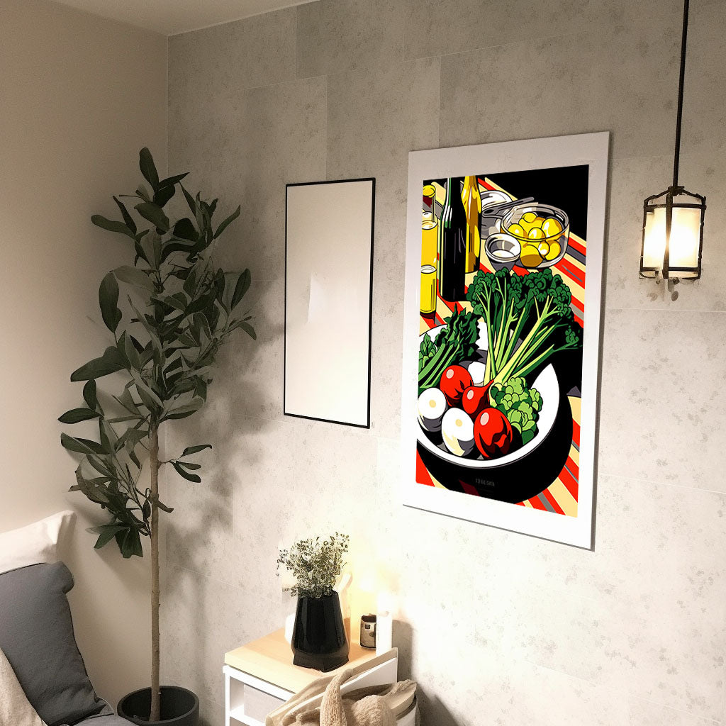 野菜のアートポスター廊下配置イメージ