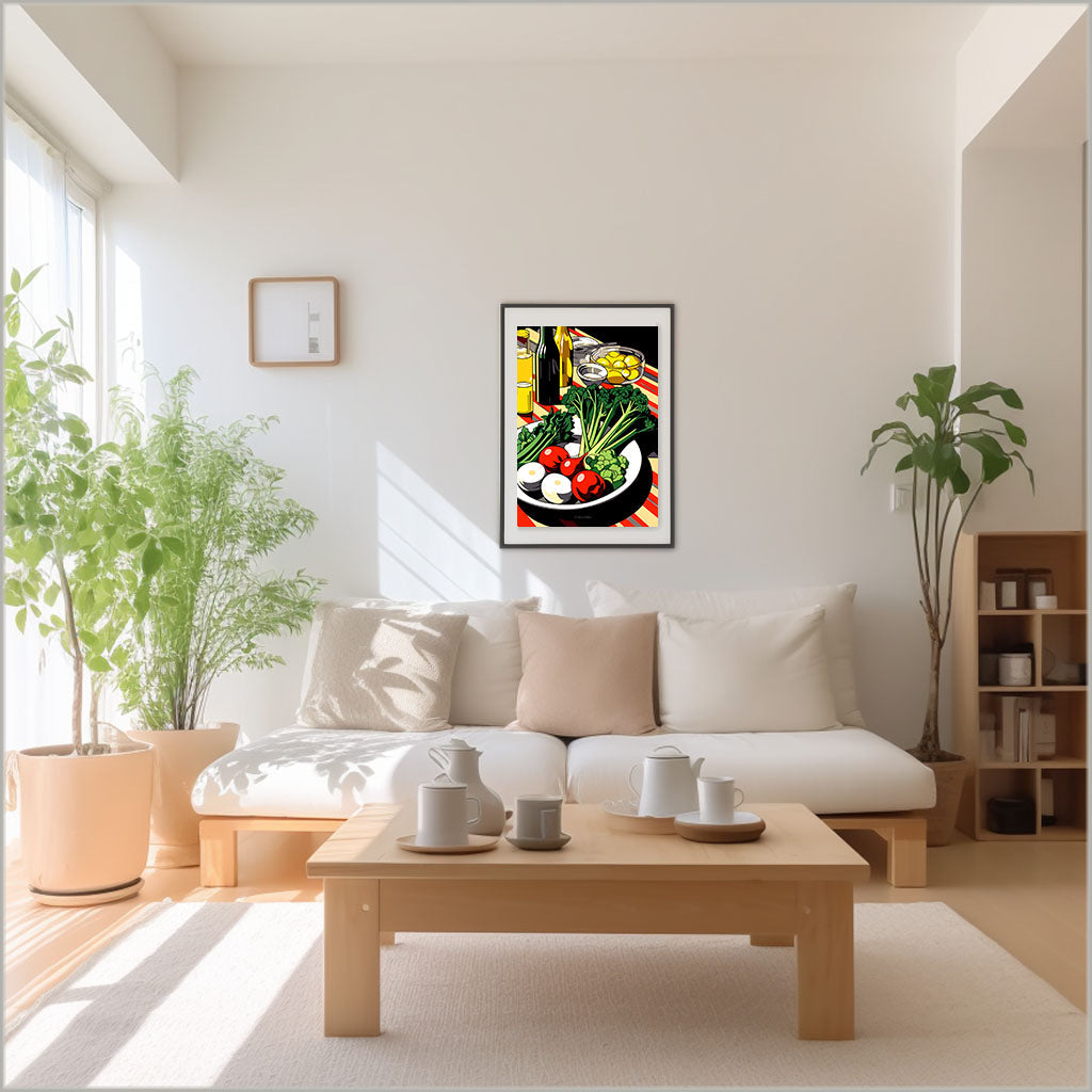 野菜のアートポスターリビング配置イメージ