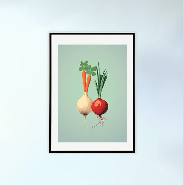 野菜のアートポスター黒フレームあり