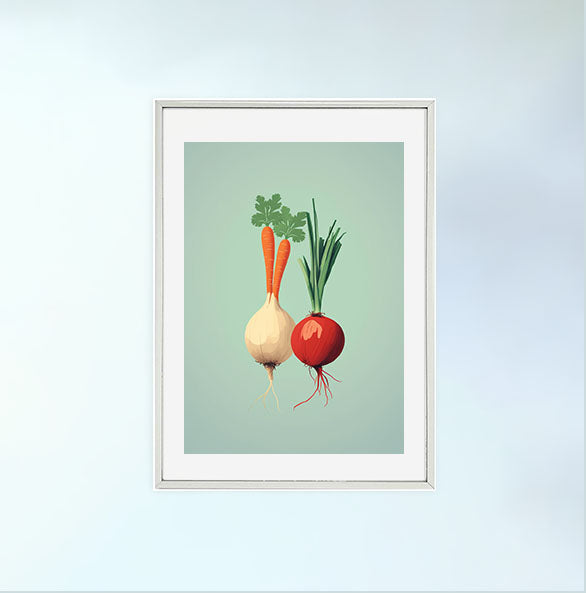 野菜のアートポスター銀フレームあり