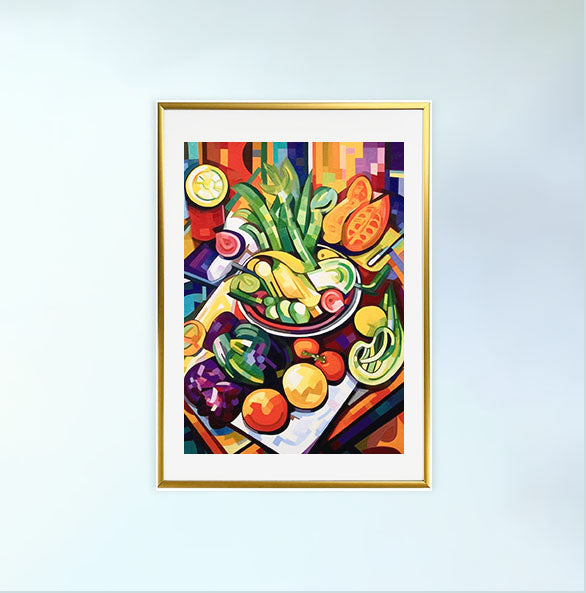 野菜のアートポスター金フレームあり