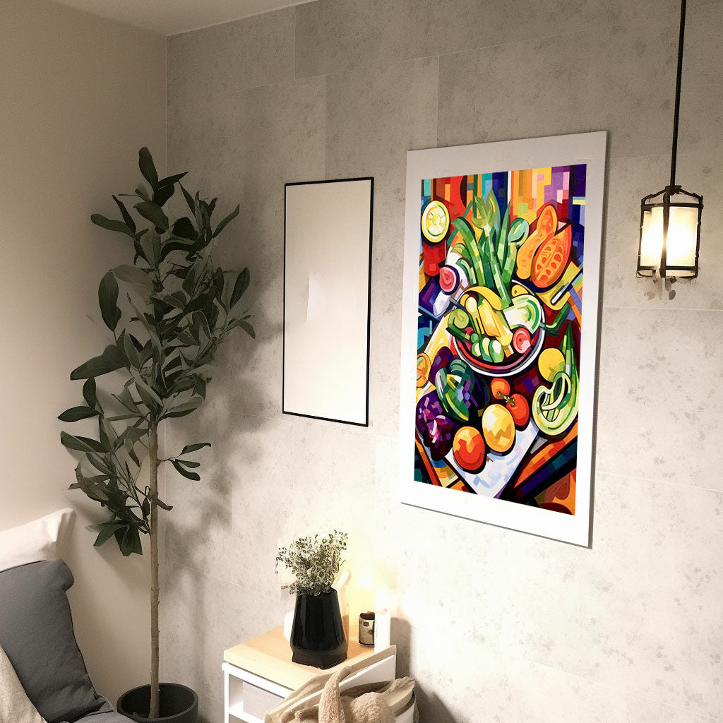 野菜のアートポスター廊下配置イメージ