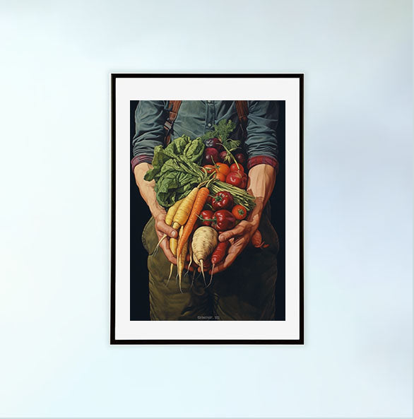 野菜のアートポスター黒フレームあり
