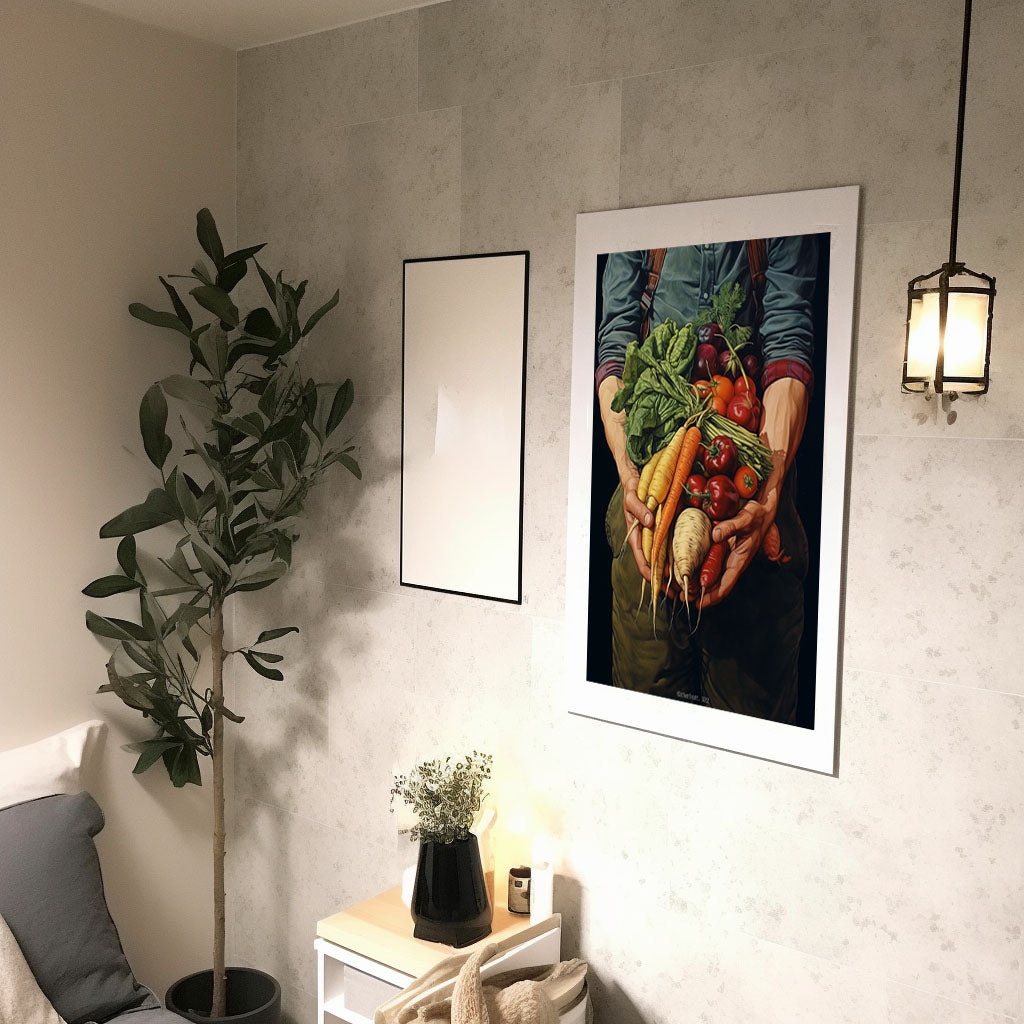 野菜のアートポスター廊下配置イメージ