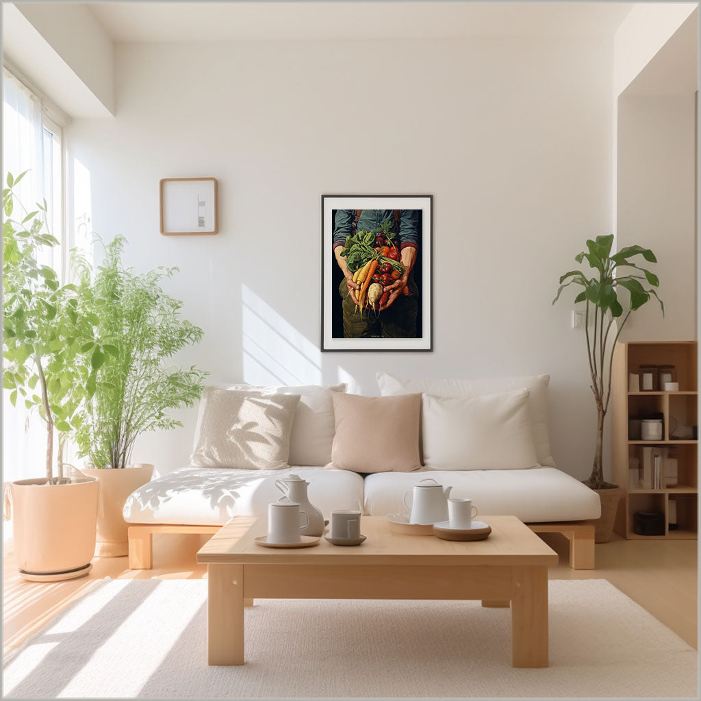野菜のアートポスターリビング配置イメージ