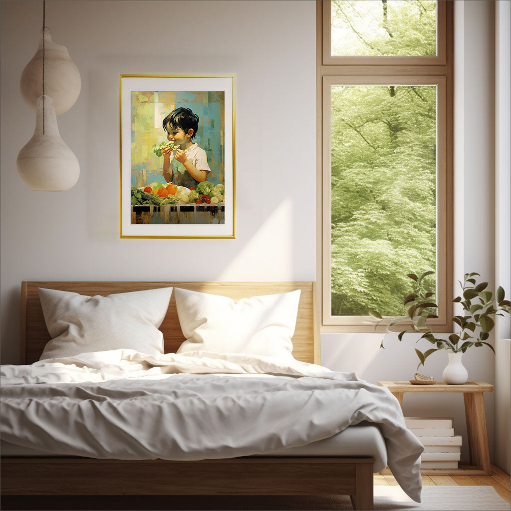 野菜のアートポスター寝室配置イメージ