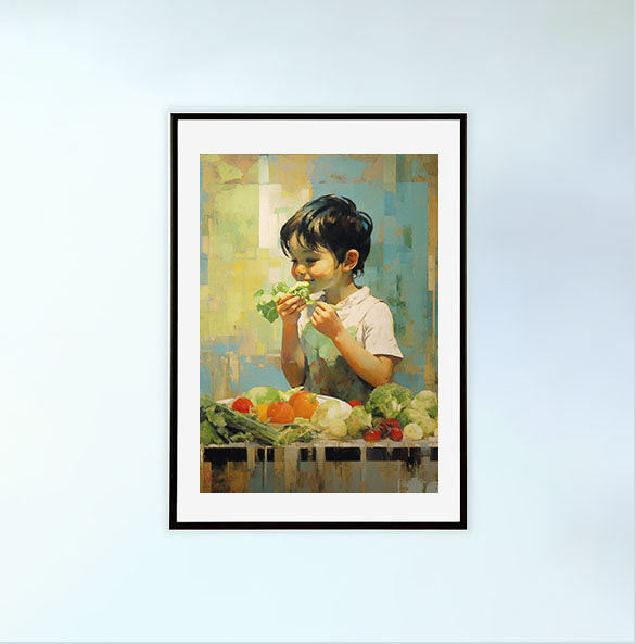 野菜のアートポスター黒フレームあり