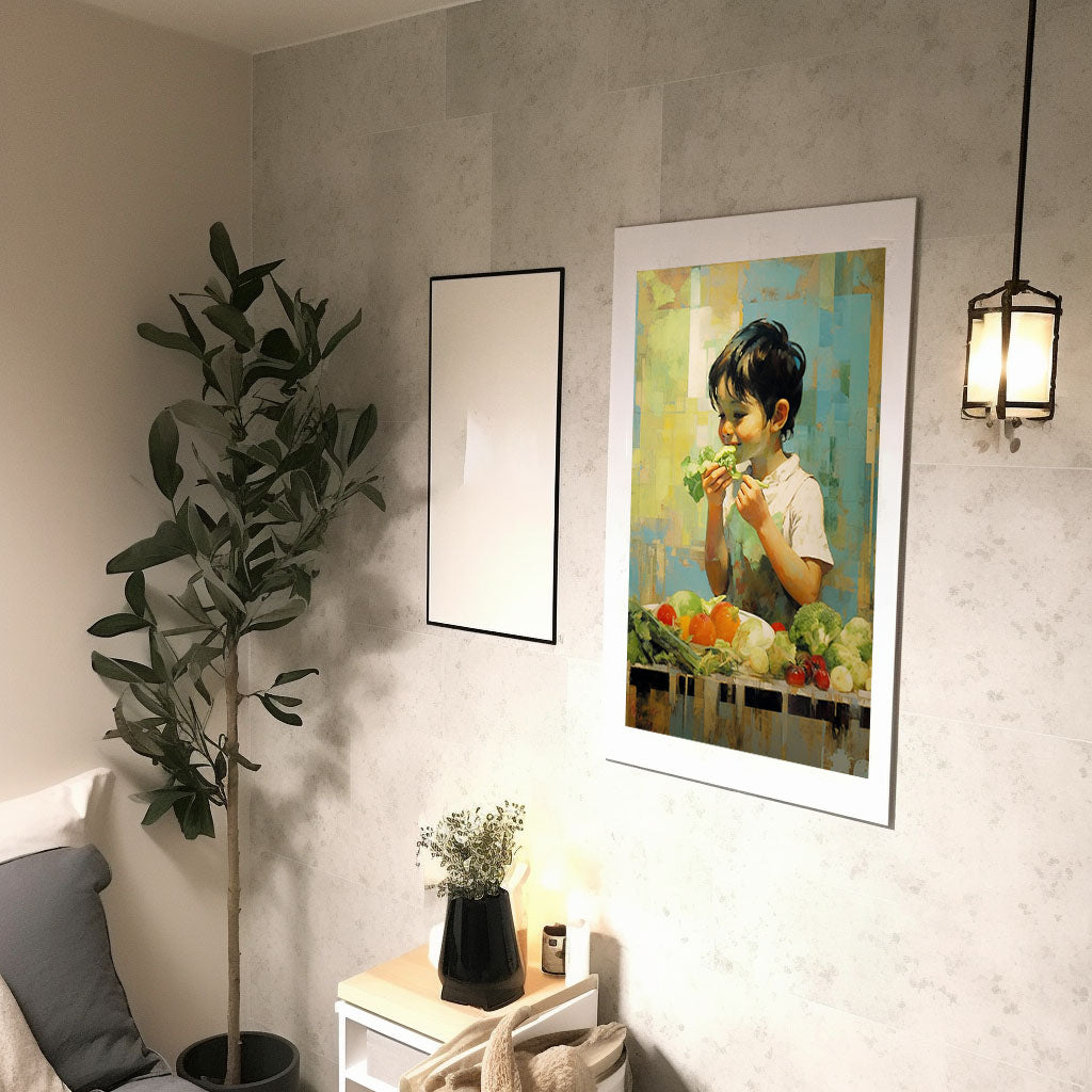 野菜のアートポスター廊下配置イメージ