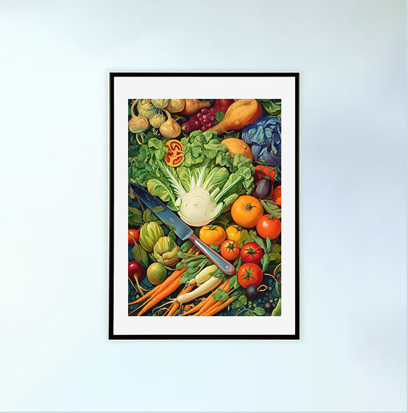 野菜のアートポスター黒フレームあり