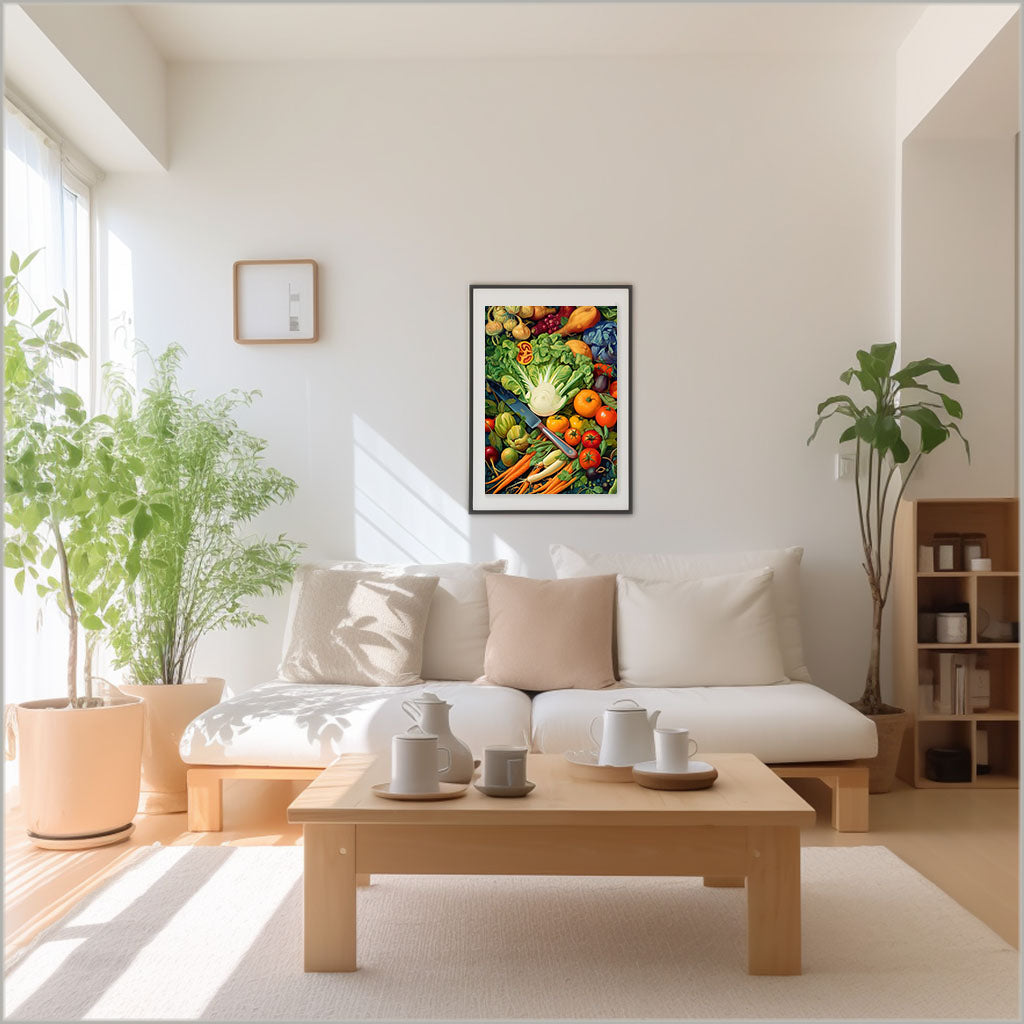 野菜のアートポスターリビング配置イメージ