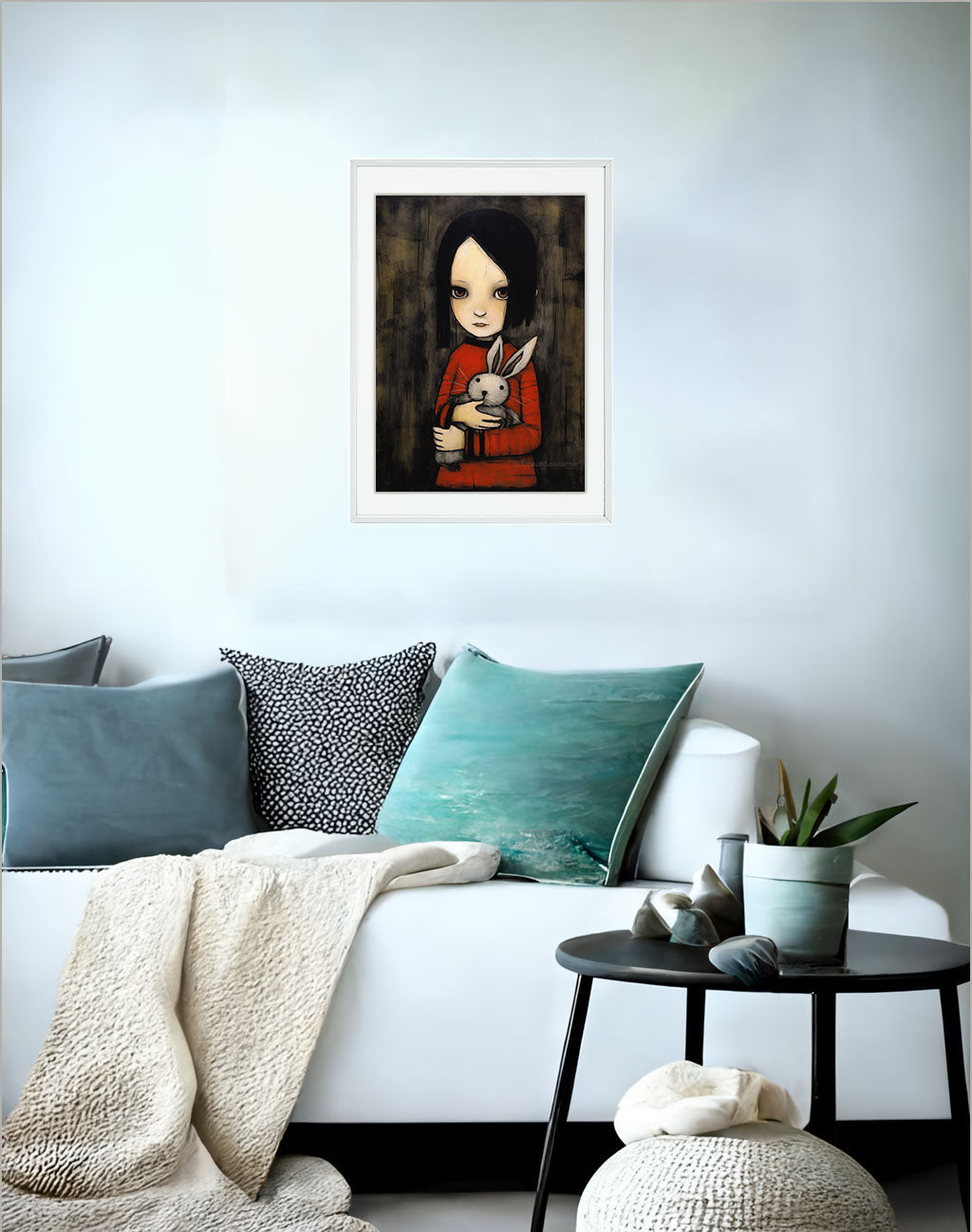 野菜のアートポスターソファ配置イメージ