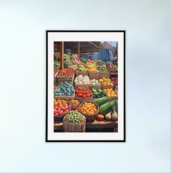 野菜のアートポスター黒フレームあり