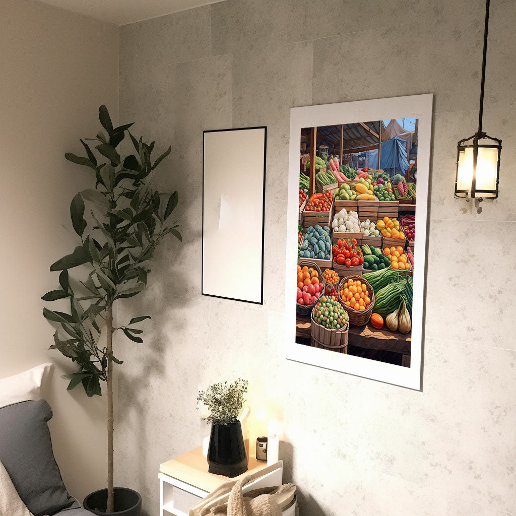 野菜のアートポスター廊下配置イメージ