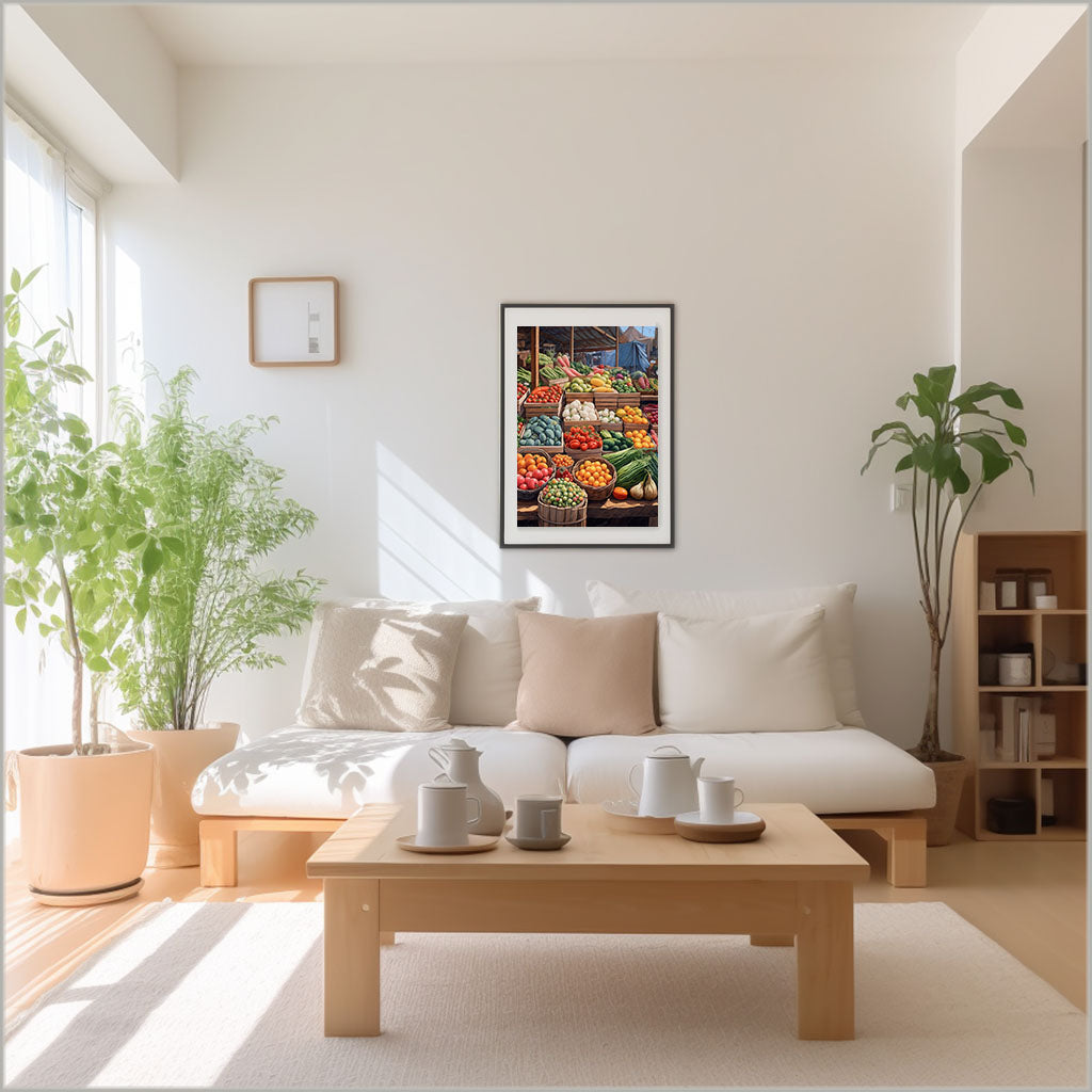 野菜のアートポスターリビング配置イメージ