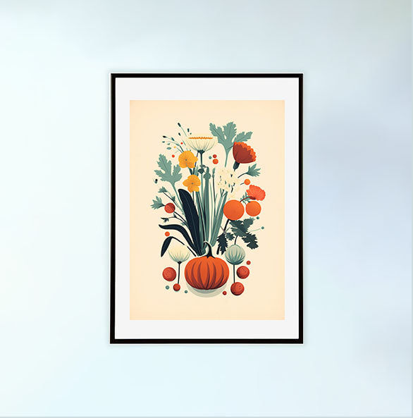 野菜のアートポスター黒フレームあり