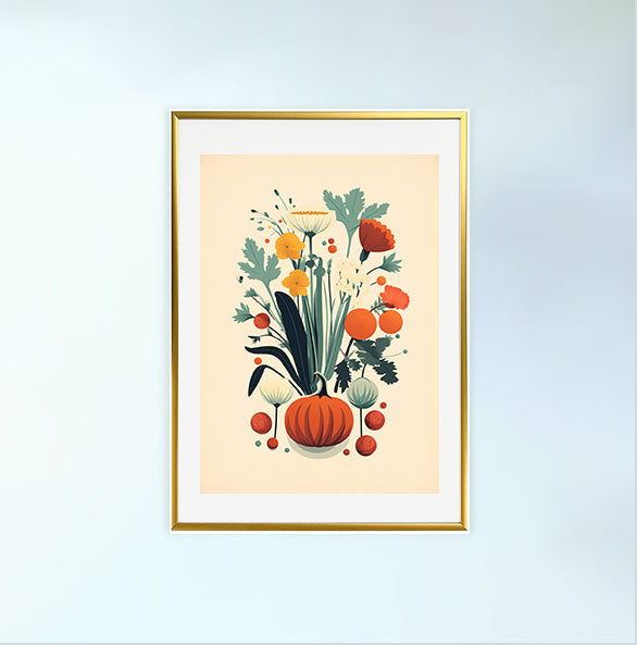 野菜のアートポスター金フレームあり